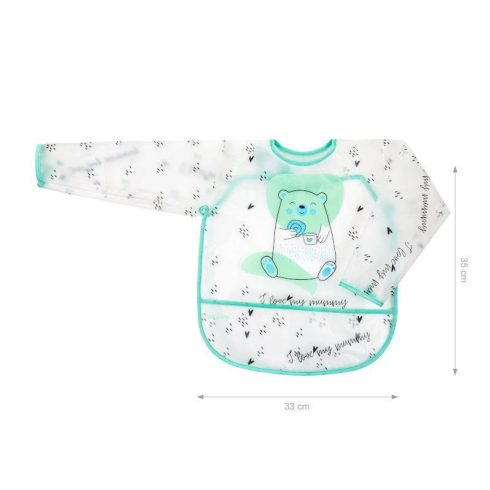 Akuku tépőzáras ujjas,fólia előke - maci