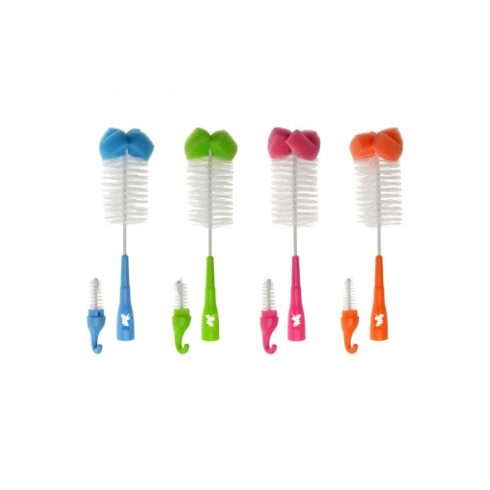 Akuku szivacsos cumisüveg tisztító kefe -  rózsaszin