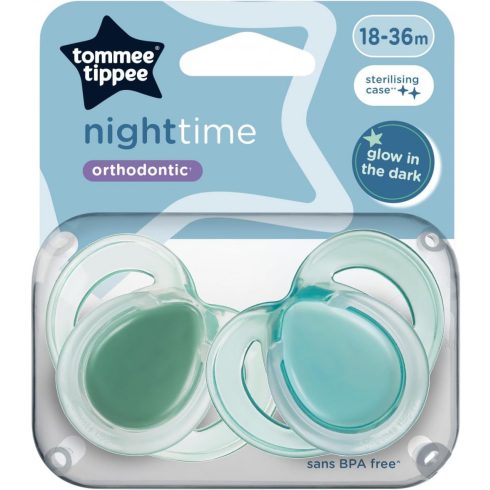 Tommee Tippee Night Time játszócumi 18-36 hó 2 db - menta