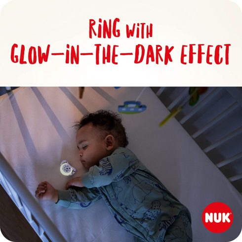 NUK Star Day & Night világító szilikon játszó és altatócumi (2 db) 0-6 hó lányos