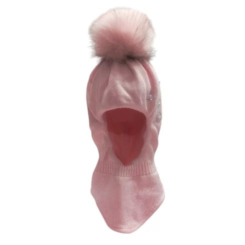 Minimanó téli kötött Pilótasapka (48-50) - Rózsaszín Csillag strasszkővel