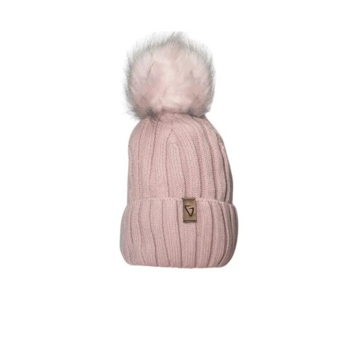 Minimanó téli kötött sapka (52-54) - Púder rózsaszín "G"