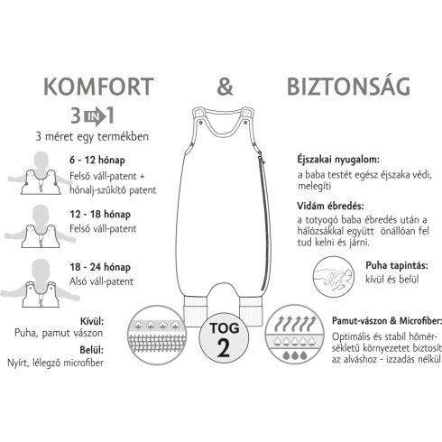 Kenguru Gold Tipegő Hálózsák "POPCORN" 2TOG 6-24hó - szürke róka 