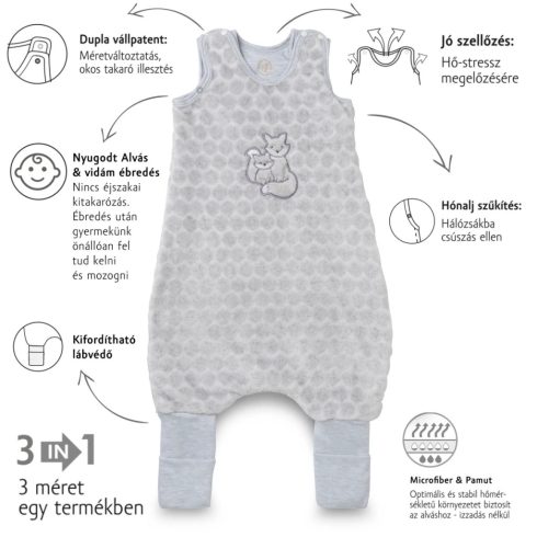 Kenguru Gold Tipegő Hálózsák "POPCORN" 2TOG 6-24hó - szürke róka 