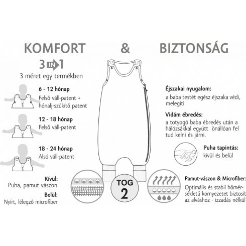 Kenguru Gold Tipegő Hálózsák "POPCORN" 2TOG 2-4év - szürke róka 