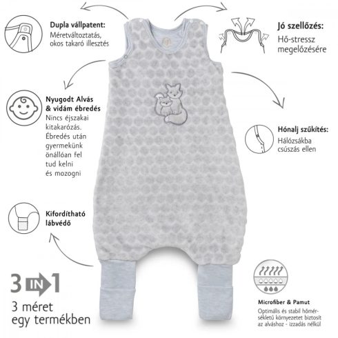 Kenguru Gold Tipegő Hálózsák "POPCORN" 2TOG 2-4év - szürke róka 