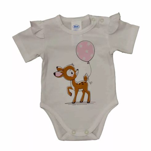 Rövid fodros ujjú baba body cuki Őzikés mintával (50)