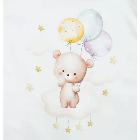 Belül bolyhos elöl patentos hosszú ujjú baba rugdalózó macis mintával nyers (56)