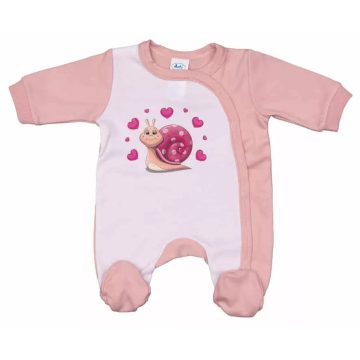   Vékony, pamut, elöl patentos kisfiú rugdalózó Csiga mintával (62)