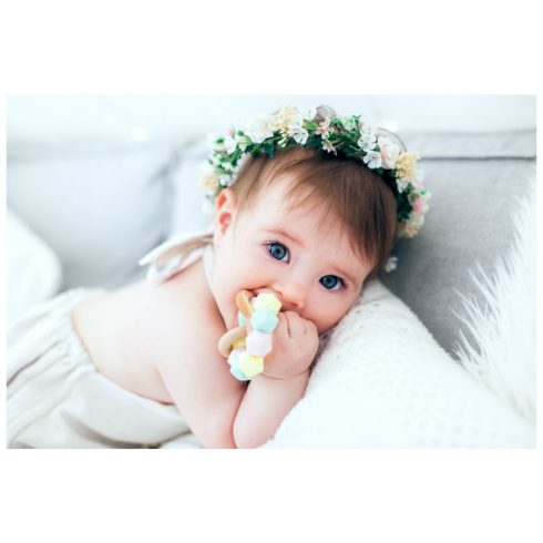 Mimijo Szilikon rágóka és csörgő 2 in 1 - Linda 