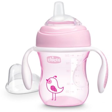   Chicco Transition Cup leszoktató itatópohár  6m+ 200ml - rózsaszín madár 