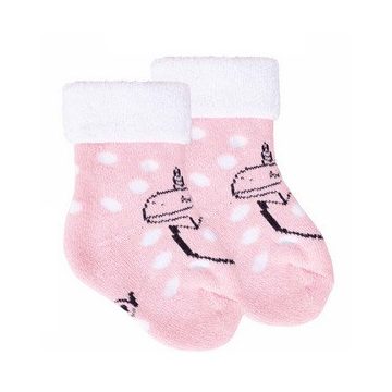 Yo! Baby frottír zokni 3-6 hó - rózsaszín/fehér