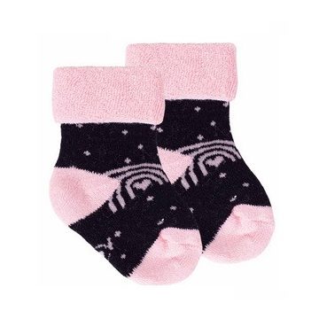 Yo! Baby frottír zokni 3-6 hó - fekete/rózsaszín