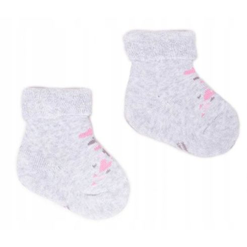 Yo! Baby frottír zokni 3-6 hó - szürke/rózsaszín szívecske 