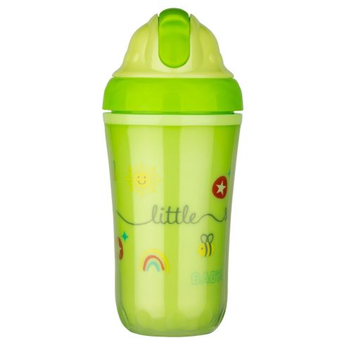 Baby-Nova duplafalú, szívószálas itatópohár 250 ml 6ho+ (zöld)
