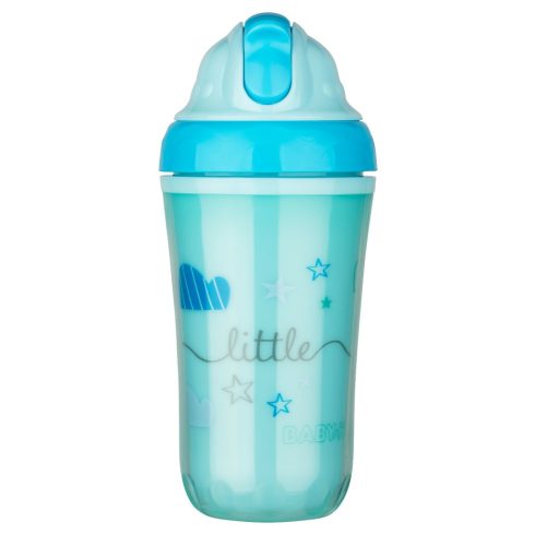 Baby-Nova duplafalú, szívószálas itatópohár 250 ml 6ho+ (kék)