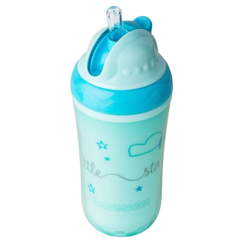 Baby-Nova duplafalú, szívószálas itatópohár 250 ml 6ho+ (kék)