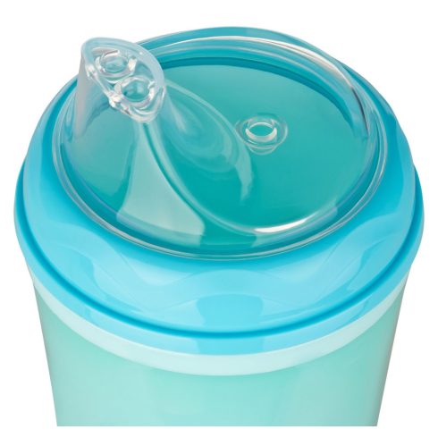Baby-Nova duplafalú itatópohár puha szilikon csőrrel 250 ml 6hó+ kék zebra