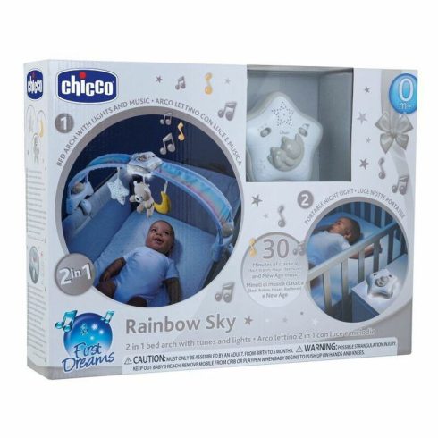 Chicco Rainbow Sky kiságy játékhíd és éjszakai fény elemes 0+ neutral