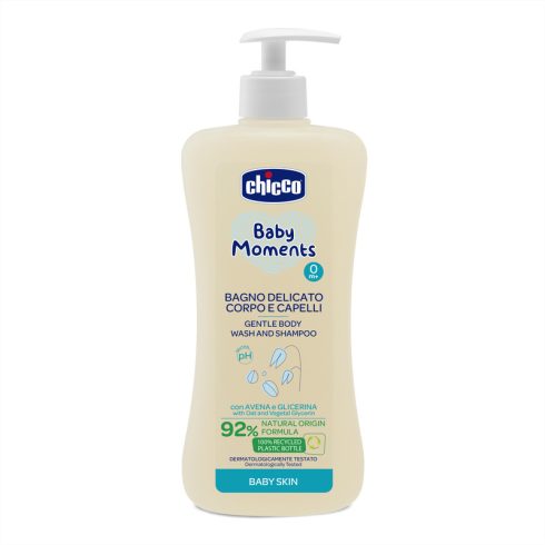 Chicco Fürdető & sampon 500 ml - újszülöttbőrre
zabkivonat és növényi glicerin, semleges pH 0+