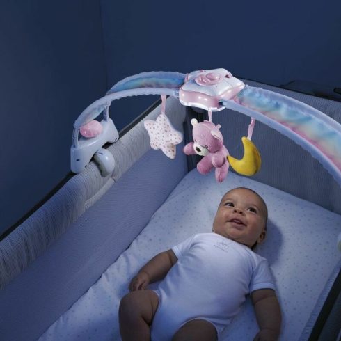 Chicco Rainbow Sky kiságy játékhíd és éjszakai fény elemes 0+ rózsaszín