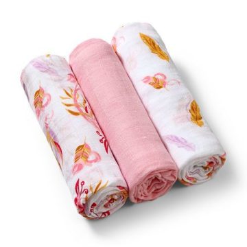   BabyOno 3 db-os színes,mintás textil pelenka bambusz - rózsaszín