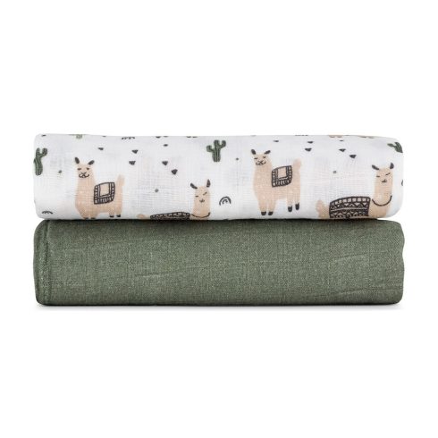 P&M Bambusz muszlin 2db-os kifogó szett 120×120 cm - Llama Vibes