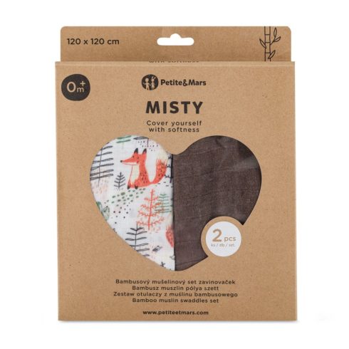 P&M Bambusz muszlin 2db-os kifogó szett 120×120 cm - Forest Fox