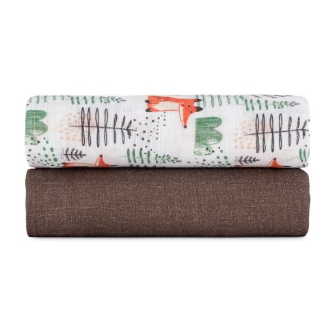 P&M Bambusz muszlin 2db-os kifogó szett 120×120 cm - Forest Fox