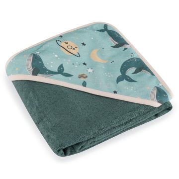   P&M Loulou Bambusz törölköző kapucnival 100 x 100 cm - Whale Song