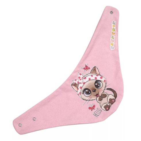 Babastar pamut baba nyálkendő - rózsaszín cica pillangóval 