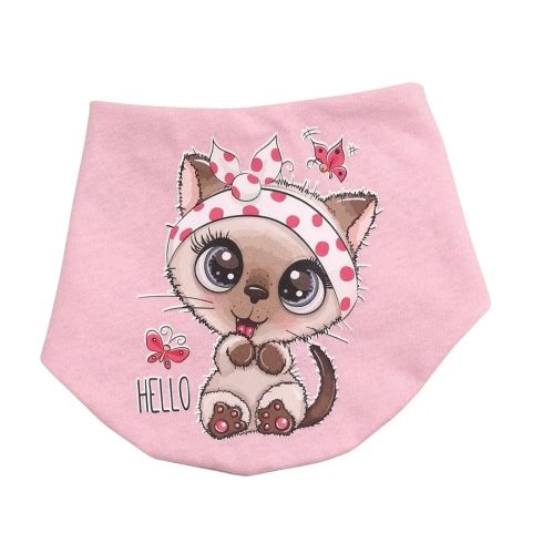 Babastar pamut baba nyálkendő - rózsaszín cica pillangóval 