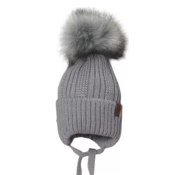  Minimanó téli kötött sapka (44-46) - Szürke  "MM" 