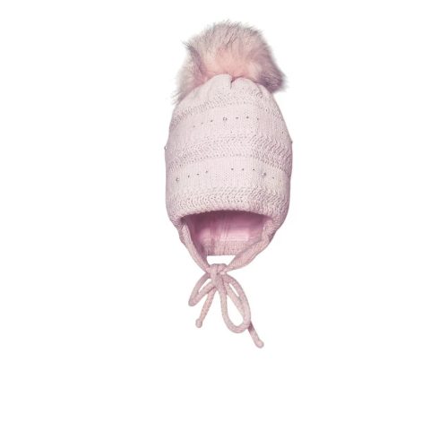 Minimanó téli kötött sapka (46-48) - Púderrózsaszín 
