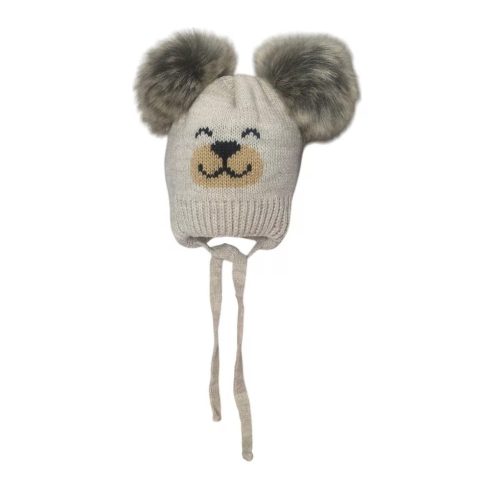 Minimanó téli kötött sapka (42-44) - Bézs Maci