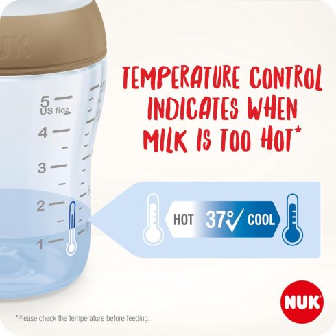 NUK Perfect Match Temperature Control cumisüveg 150 ml 0+hó - Szürke léggömb 