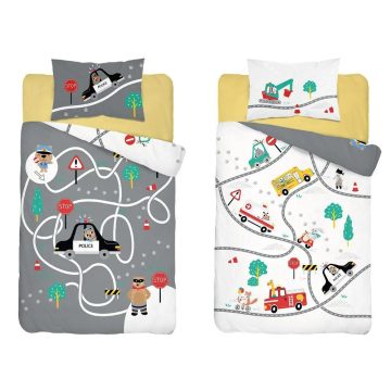 Pamut ágynemű huzat 90*120 cm - Police szürke 