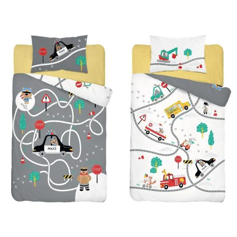 Pamut ágynemű huzat 90*120 cm - Police szürke 