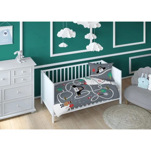 Pamut ágynemű huzat 90*120 cm - Police szürke 