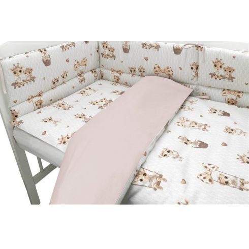Baby Shop 3 részes ágynemű garnitúra - zsiráf bézs/rózsaszín