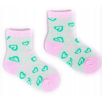 Yo! zokni 17/19 - zöld/rózsaszín szív