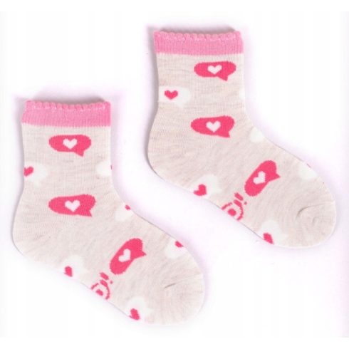 Yo! zokni 23/26 - drapp/rózsaszín szív