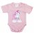 Rövid ujjú baba body - púderrózsaszín unikornis (50)