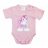 Rövid ujjú baba body - púderrózsaszín unikornis (50)
