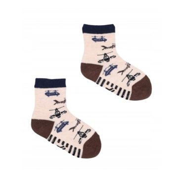   Yo!club ABS csúszásgátlós zokni (20-22) - beige/sötétkék járművek