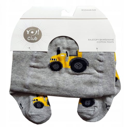 Yo! Baby pamut harisnya fiú (68-74) - sárga traktor