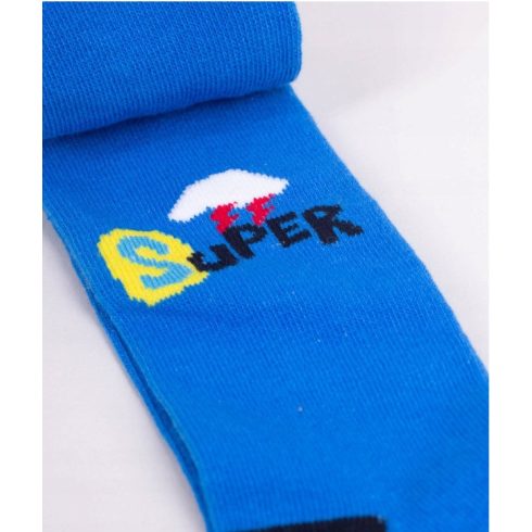 Yo!Club pamut harisnyanadrág fiú (80-86) - kék/fekete/szuperhős maci