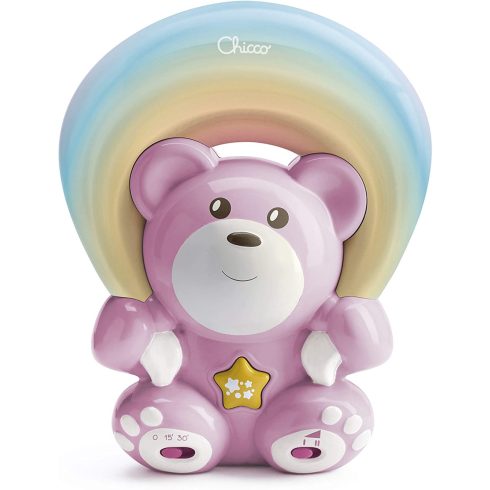 Chicco Rainbow Bear - Szivárvány maci zene-fény projektor 0h + rózsaszín