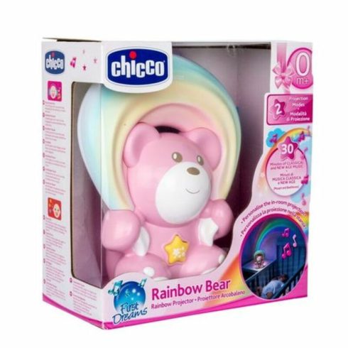 Chicco Rainbow Bear - Szivárvány maci zene-fény projektor 0h + rózsaszín