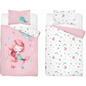 Pamut ágynemű huzat 100*135 cm - Sellő púderrózsaszín